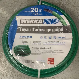 Tuyau d'arrosage guipé Ø25mm vert WERKA PRO (20m) 