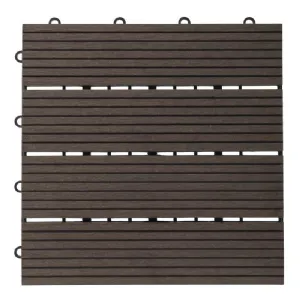 Dalle clipsable 4 lames marron 30 x 30 cm (lot de 6)