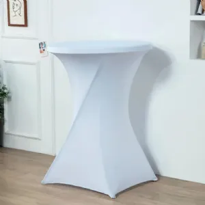 Housse nappe blanche WERKA PRO pour table mange debout ronde (ø80cm)