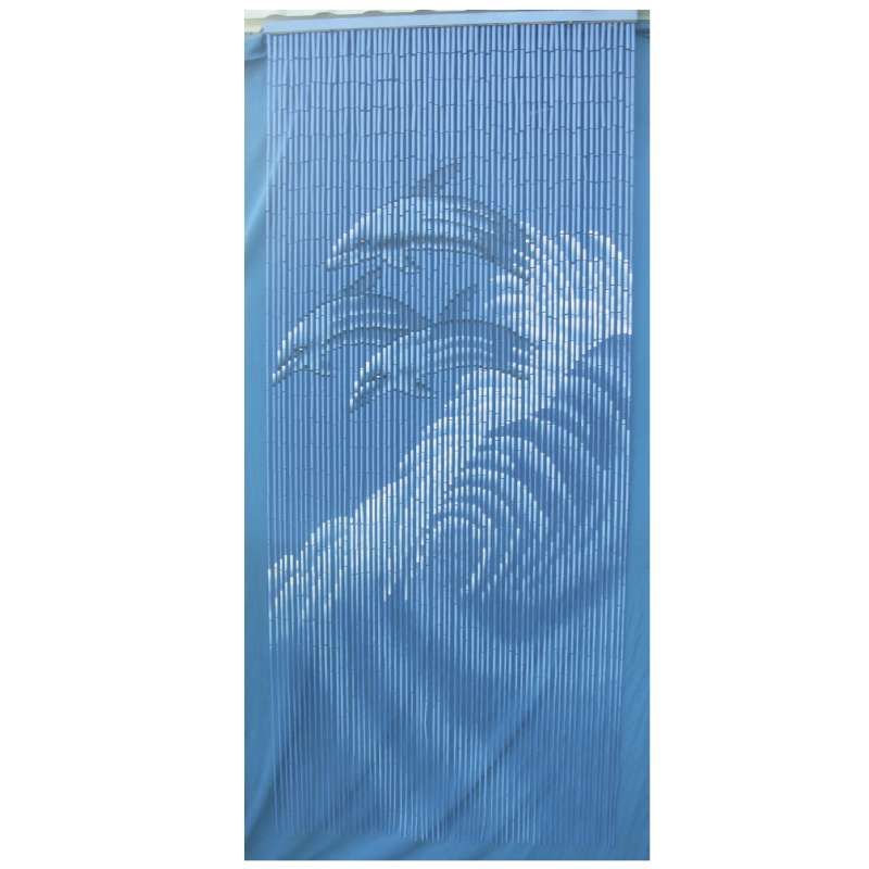 Rideau de porte en bambou 90x200cm motif Dauphins