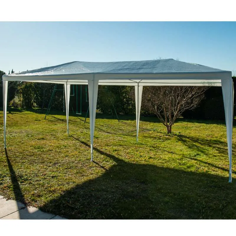 Tente Pavillon Tente de réception Construction en acier Résistant à la  corrosion 3x6m Bleu