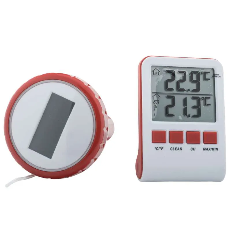 Thermomètre digital pour piscine, thermomètre digital sans fil pour piscine  flottante, thermomètre pour spa avec écran de la console d'affichage (blanc)