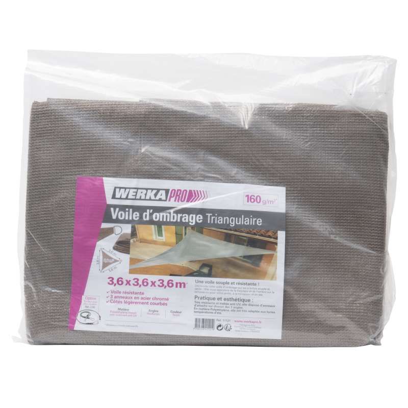 Voile d'ombrage triangle 160g/m² taupe WERKA PRO