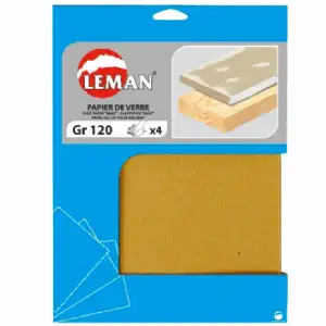 Lot de 4 feuilles de papier de verre 120 grammes (230 x 280 mm) 