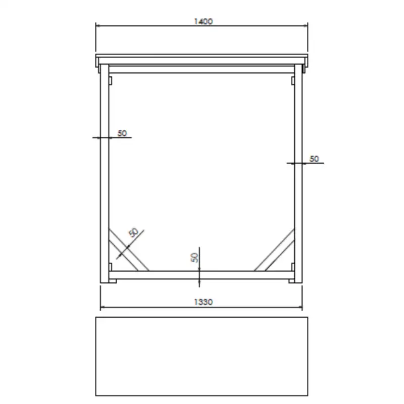 Abri range bûches bois (140 x 50 x h 143cm)