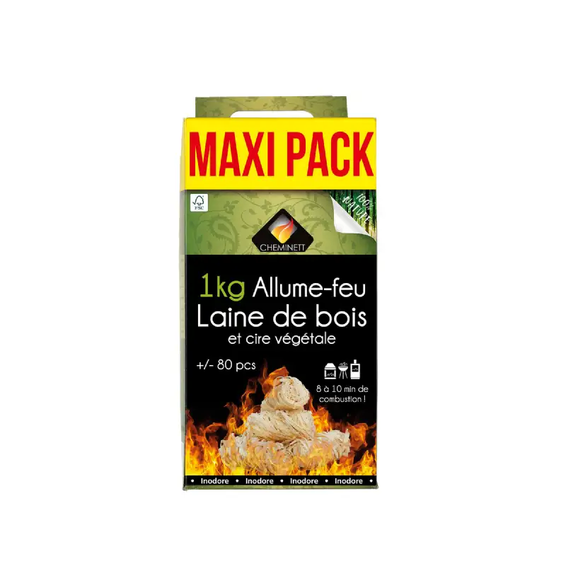 Allume feu laine de bois 100% végétal 1kg