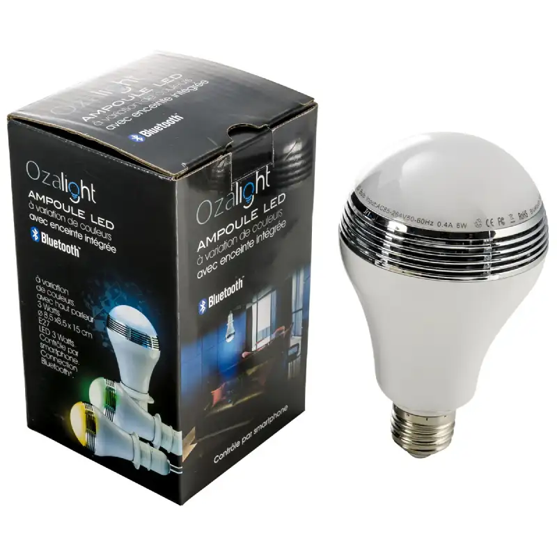 Ampoule e27 à led couleur 3wplusenceinte 2w