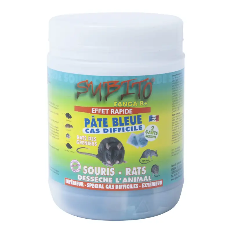 Appât en pate bleue rats et souris 150g Subito