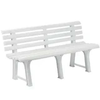 Banc de jardin blanc 145x49x74 cm 5 pieds