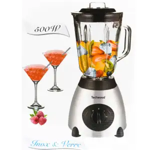 Blender inox avec bol en verre 500w