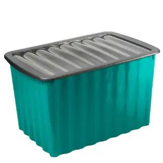 Boite de rangement bleue 58L avec couvercle