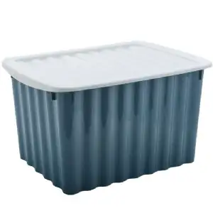 Boite de rangement bleue 28L avec couvercle