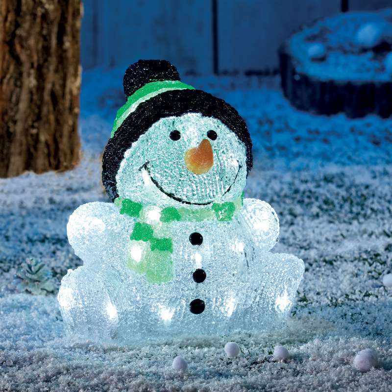 Bonhomme de neige lumineux en acrylique 100 LED pour décoration