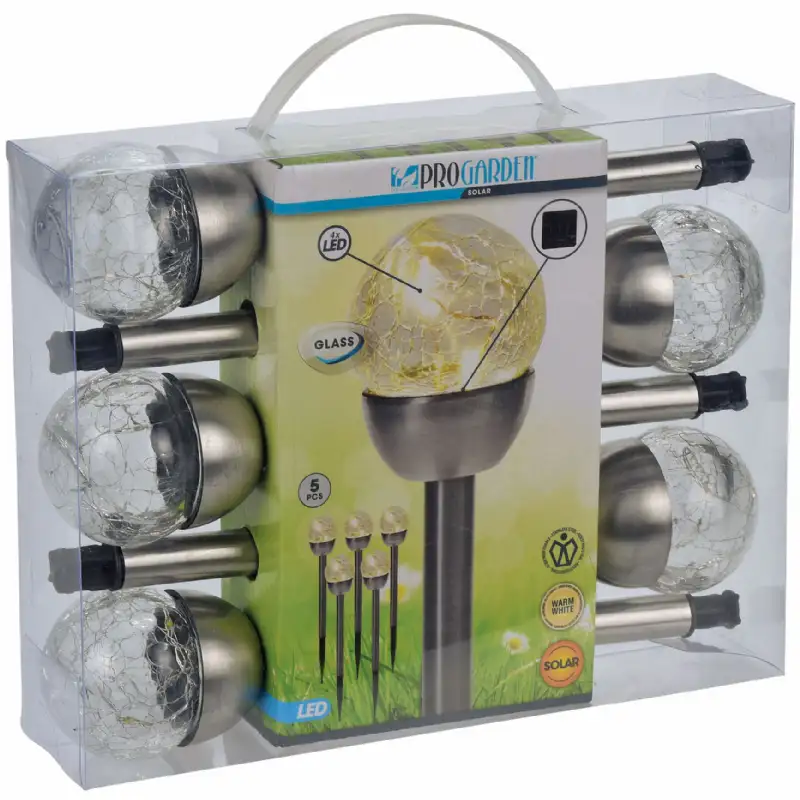 Bornes solaires rondes blanc chaud (lot de  5 bornes)