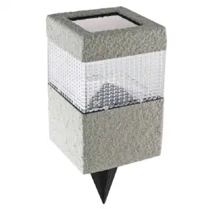 Borne solaire carrée effet pierre 1 led