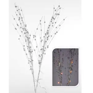 Branche décorative argentée 10 led 76cm