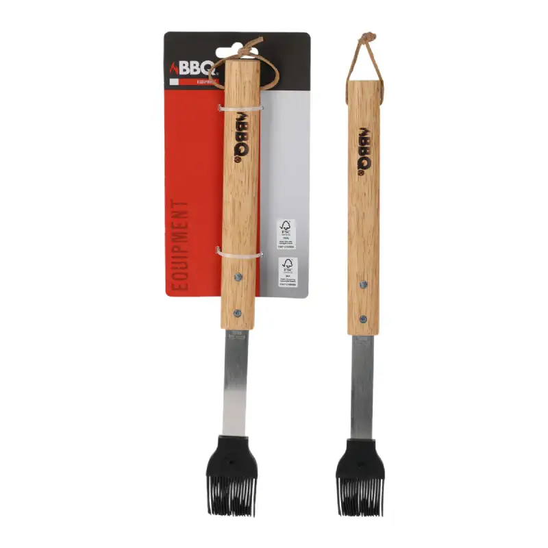 Brosse barbecue en acier inoxydable avec manche en bois 42 cm - BBQ