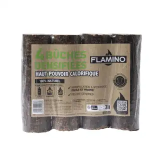 Bûche calorifique densifiée Flamino (lot de 4)