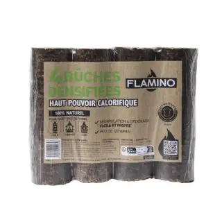 Bûche calorifique densifiée Flamino (lot de 4)