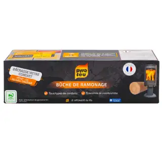 Bûche ramonage Pyrofeu pour insert ou poêle (1,1kg)