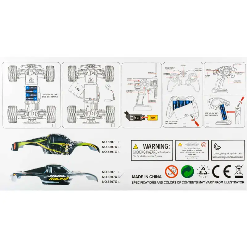 Buggy 4x4 radiocommande noire et flammes