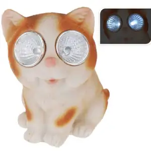 Chat solaire 2 leds 7x7x10cm