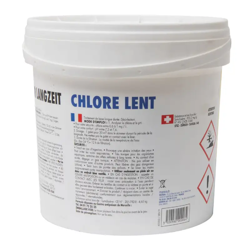 Chlore lent galets 250g en seau de 5 kg