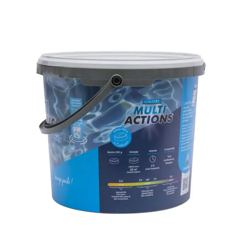 Chlore multiactions 250g galet 5 kg 