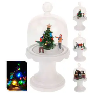 Cloche scène de Noël à led et mouvement