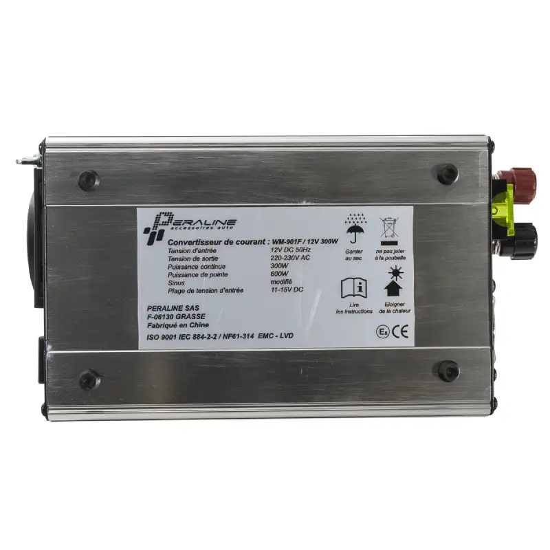 Convertisseur 300w 12v/220v +1 prise usb