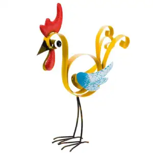 Coq en métal jaune déco 26x38x7cm