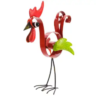 Coq en métal rouge/vert déco 26x38x7cm