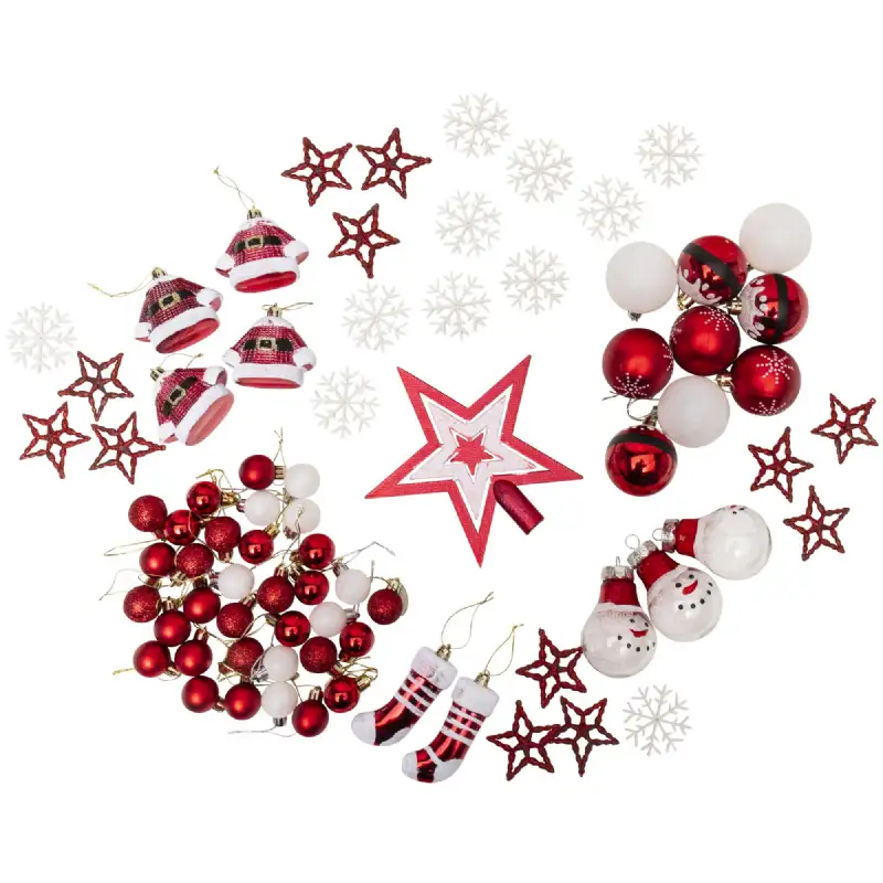 Décoration de sapin rouge (70 pcs)