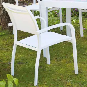 Fauteuil honfleur alu et textilène blanc