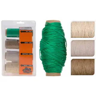 Lot de 4 bobines de ficelles assorties (PP, Jute, Coton, Sisal)