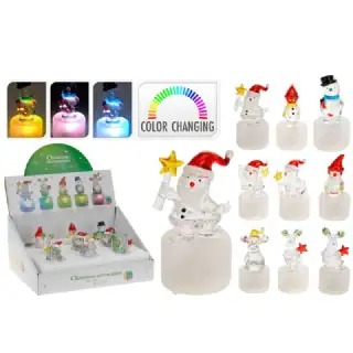 Figurine de noel en verre +led couleur