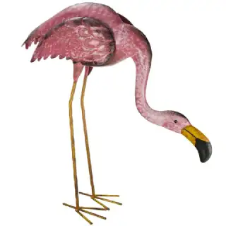 Flamant rose métal baisse la tête 56cm