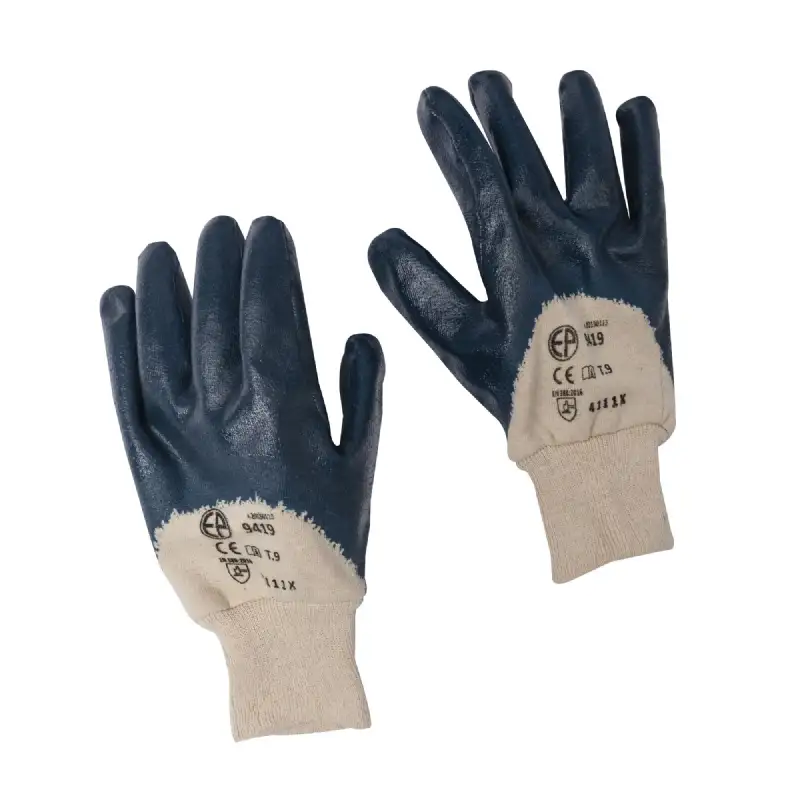 Gants enduction nitrile bleu, la paire