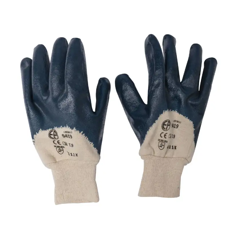 Gants enduction nitrile bleu, la paire