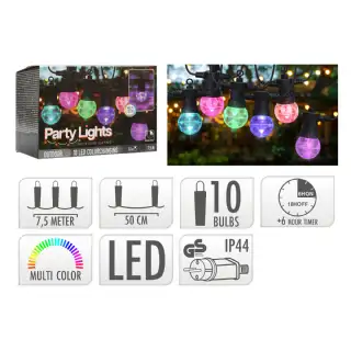 Guirlande lumineuse 10 boules LED colorées - PARTYLIGHTS