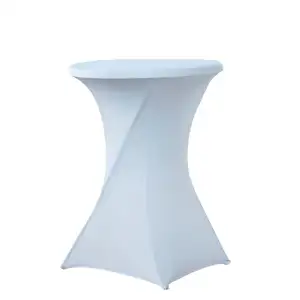 Housse nappe blanche WERKA PRO pour table mange debout ronde (ø80cm)