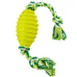 Jouet chien corde avec balle 10cm vert