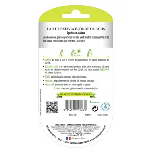 Graines Laitue batavia blonde de Paris BIO Les Doigts Verts