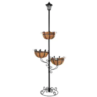 lampadaire solaire et 3 jardinières H.1.5m