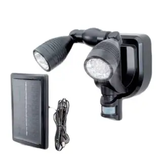 Lampe solaire projecteur 2 têtes 38 led