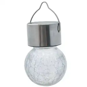 Lampe blanche solaire inox à suspendre