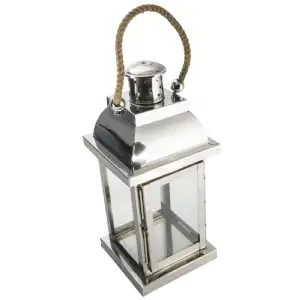 Lanterne inox et verre 38x18x18cm