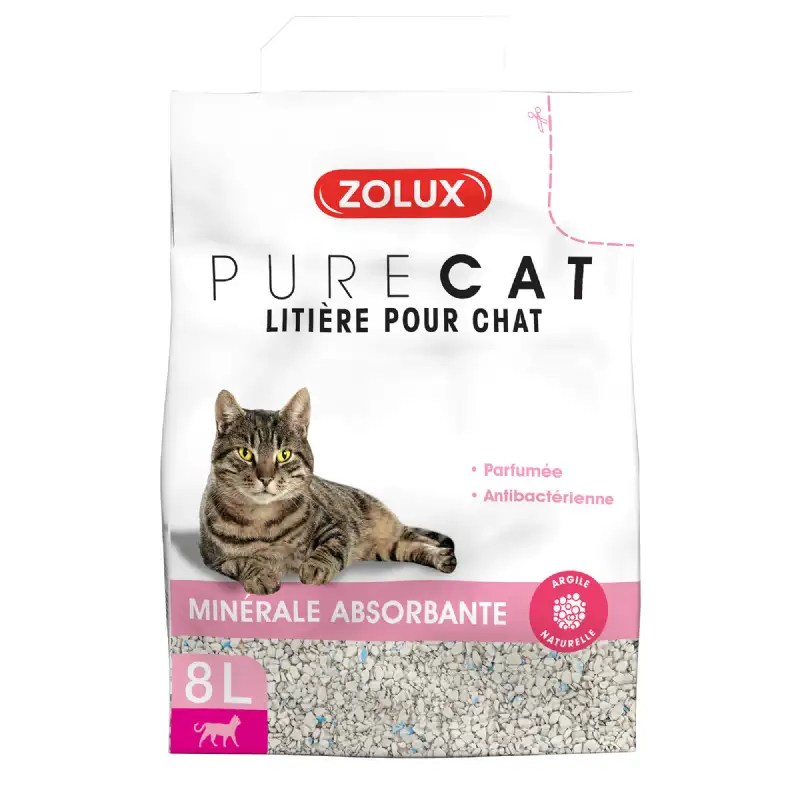 Litière PURECAT Minérale Absorbante Parfumée 8L - ZOLUX