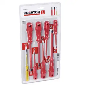 Assortiment de 7 tournevis isolés et 1 testeur Kreator