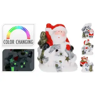 Maison avec figurine de noel led couleur